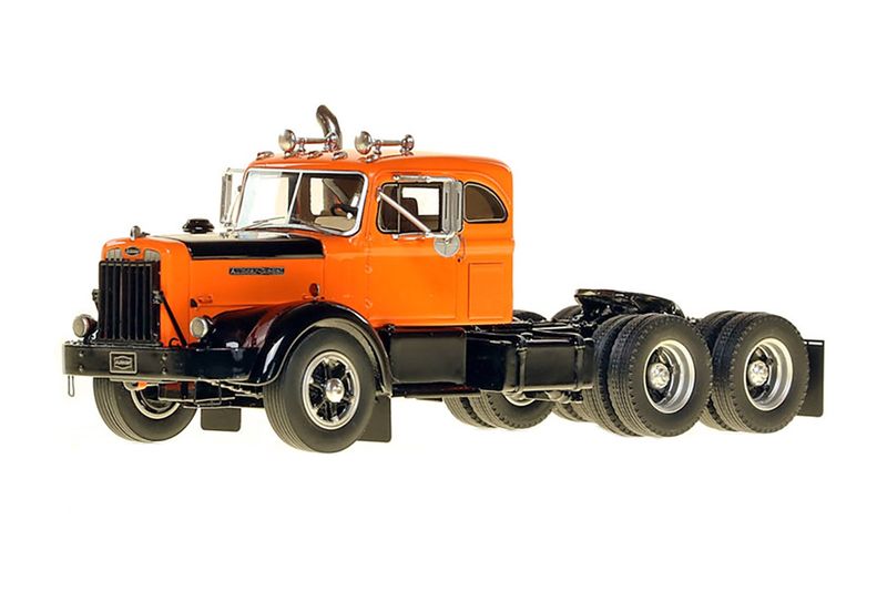 Autocar DC-100T1954 Tandem Tractor w/Sleeper - Orange/Black