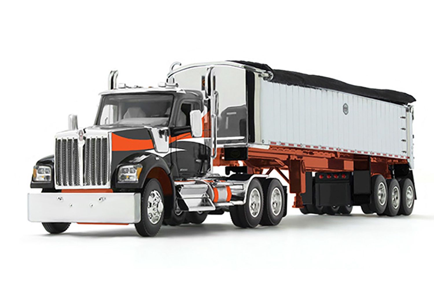 Kenworth W900 w/MAC Coal End Dump - Black/Orange