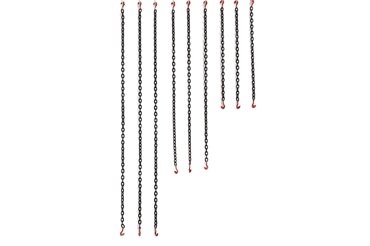 Tie Down Chains w/Hooks (Set of 9), Color: Black Chain w/Red Hook, Scale: 1:50 Scale