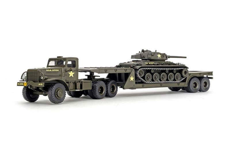 White 6x6 Tractor w/Trailer &amp; Stuart M51A1 Tank - 1:48