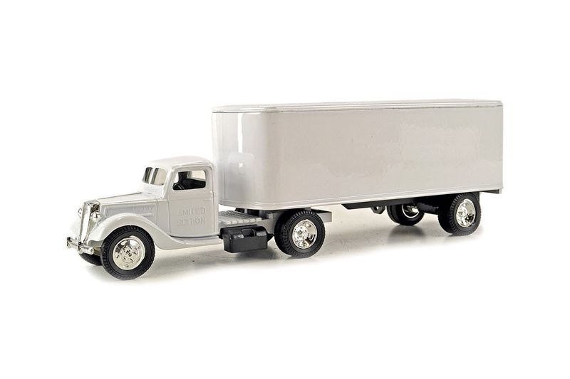 Ford 1937 Truck &amp; Trailer - White - Bank - 1:64