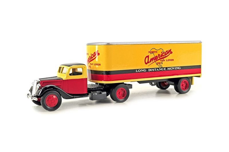 Ford 1937 Truck &amp; Trailer - North American Van Lines - Bank  - 1:64