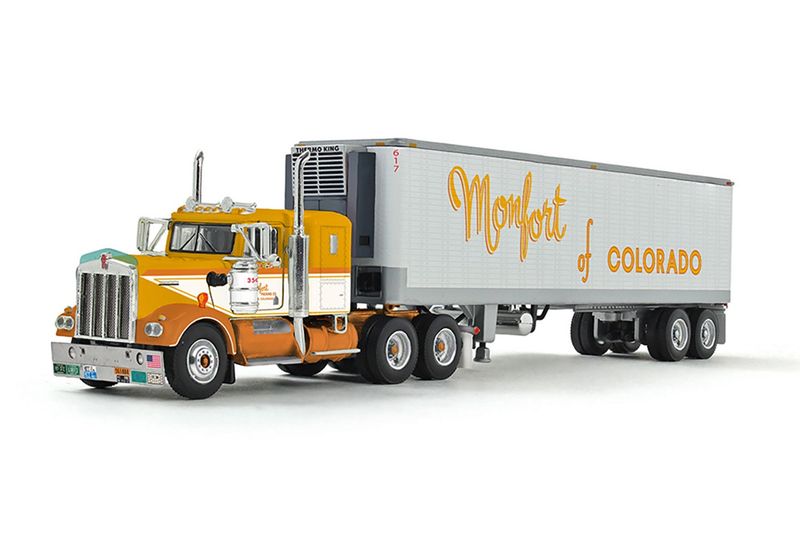 Kenworth W900A w/Sleeper &amp; 40&#39; Vintage Trailer  - Monfort - 1:64