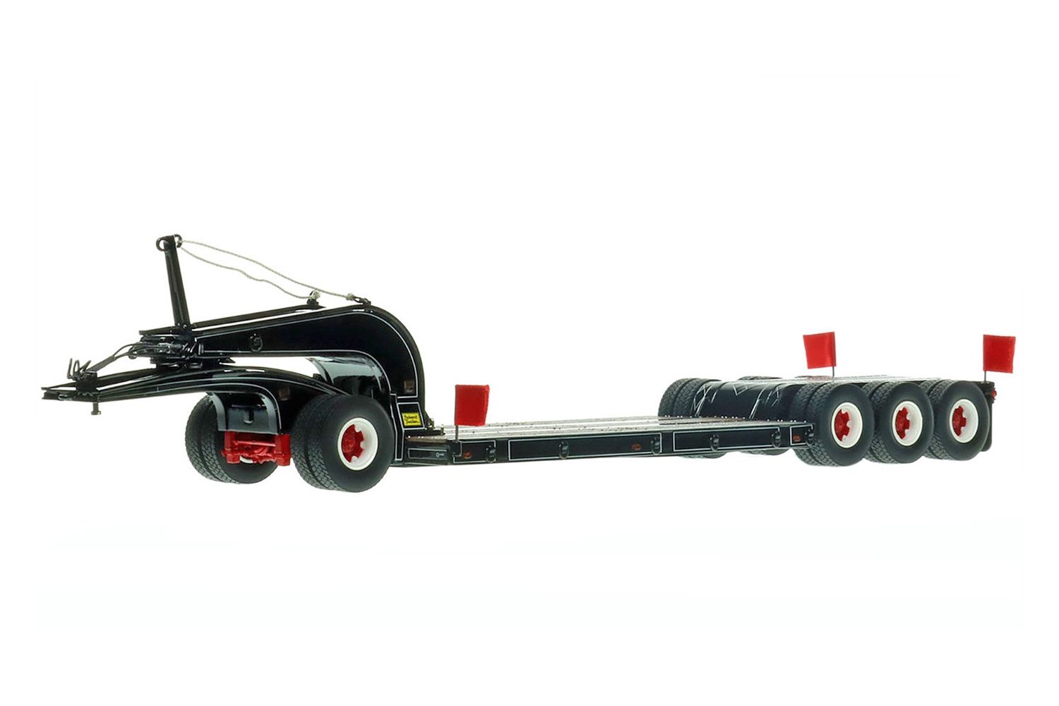 Talbert 60-Ton Cableneck Lowbed w/Single-Axle Dolly - Black w/ White Pinstripes