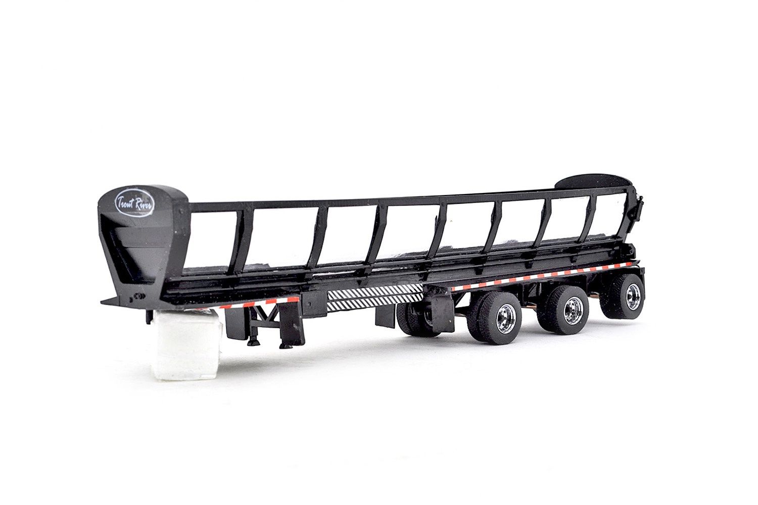 Trout River 3-Axle Spread - Live Bottom Trailer - Black - 3D Printed