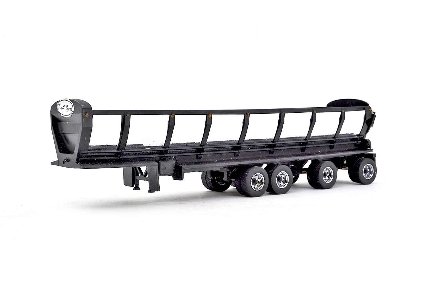 Trout River 4-Axle Spread - Live Bottom Trailer - Black - 3D Printed