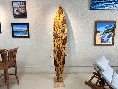 Original Wood Surfboard Art - "Ahi & Honus" Design