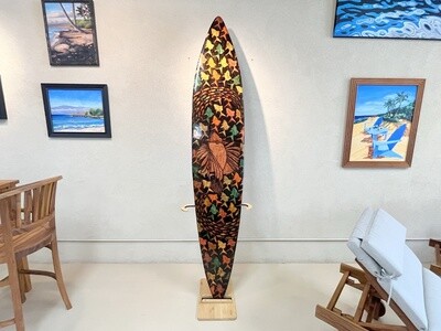 Original Wood Surfboard Art - &quot;Honus &amp; Lionfish&quot; Design