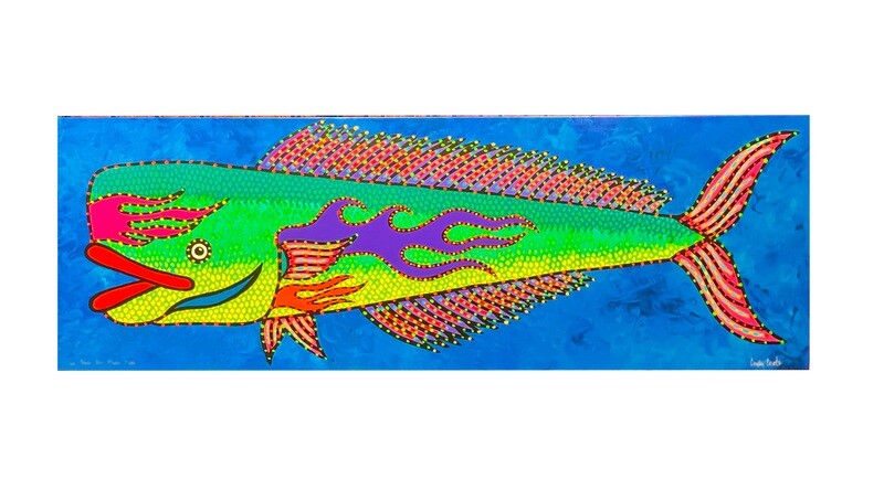 &quot;Bad Ass Mahi Mahi&quot; 16&quot; x 48&quot; Giclee with Gallery Wrap