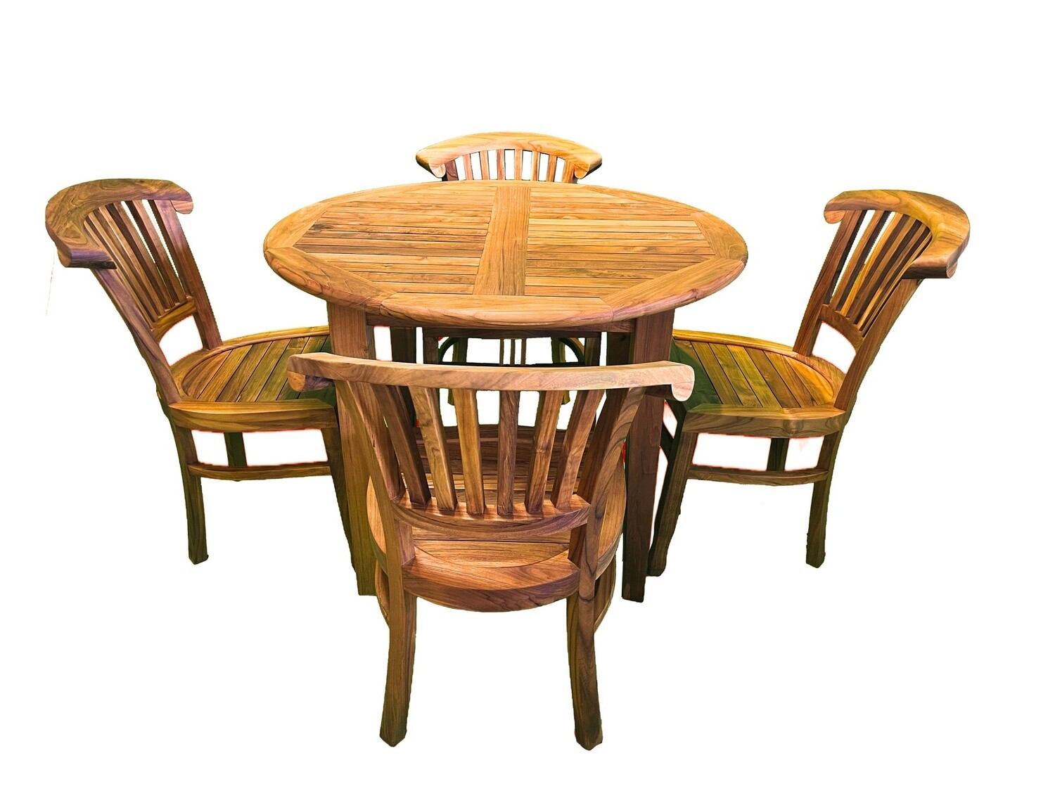 Teak Dining Set - 40" Round Table & 4 Chairs