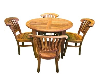 Teak Dining Set - 40" Round Table & 4 Chairs