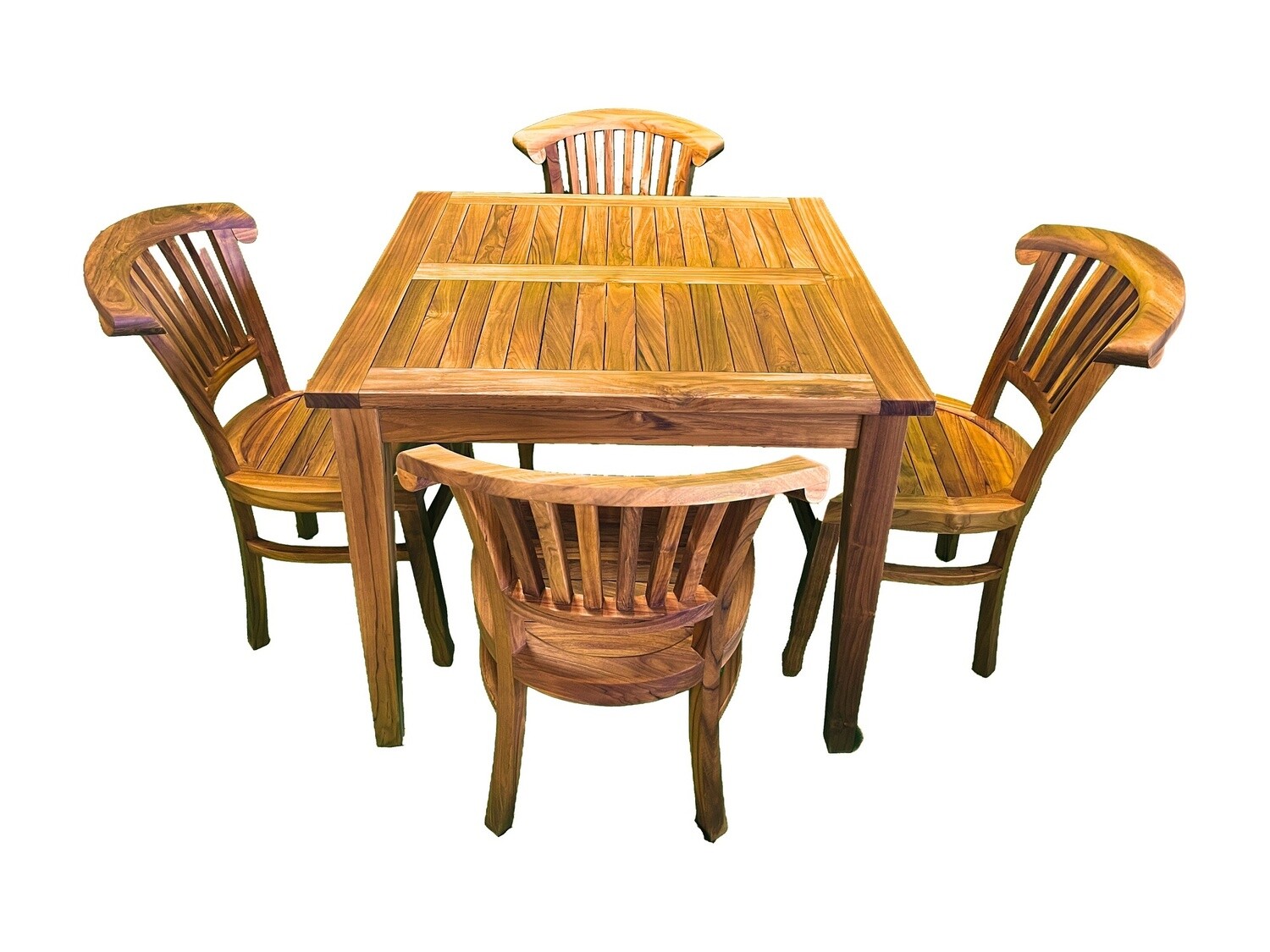 Teak Dining Set - 36" Square Table & 4 Chairs