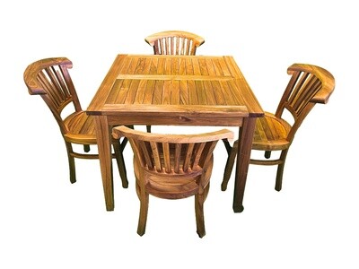 Teak Dining Set - 36" Square Table & 4 Chairs