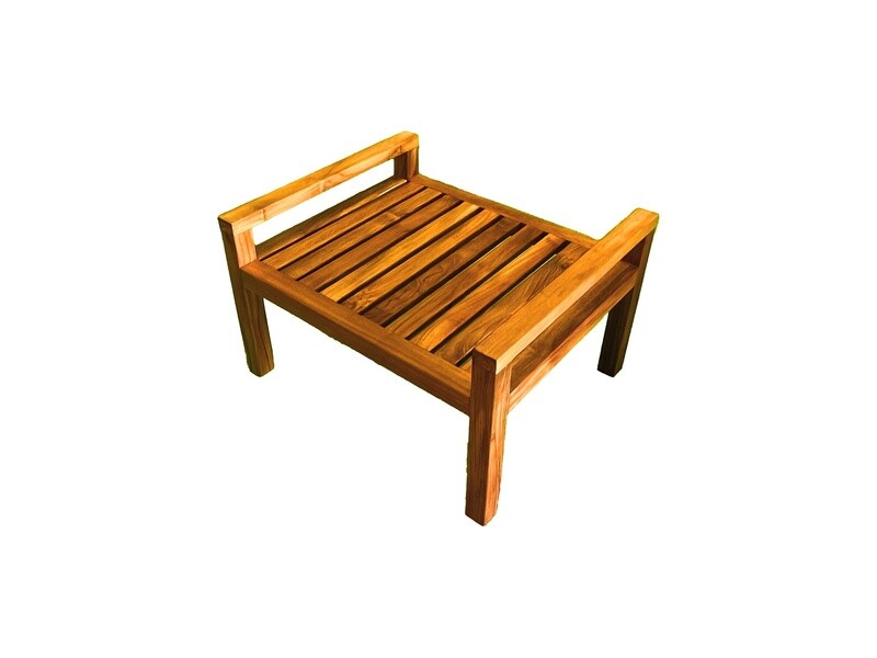Teak Ottoman w/ Cushion + Cover