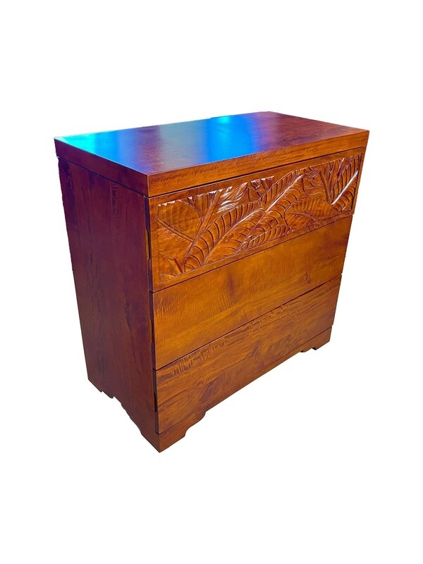 Mango Tropical Leaf 3 Drawer Chest - Light Koa  Stain