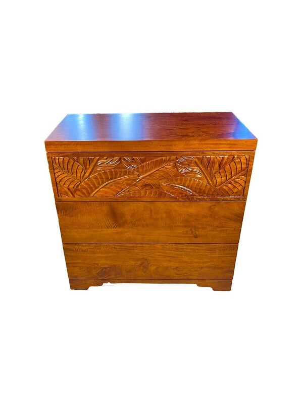 Mango Tropical Leaf 3 Drawer Chest - Light Koa  Stain