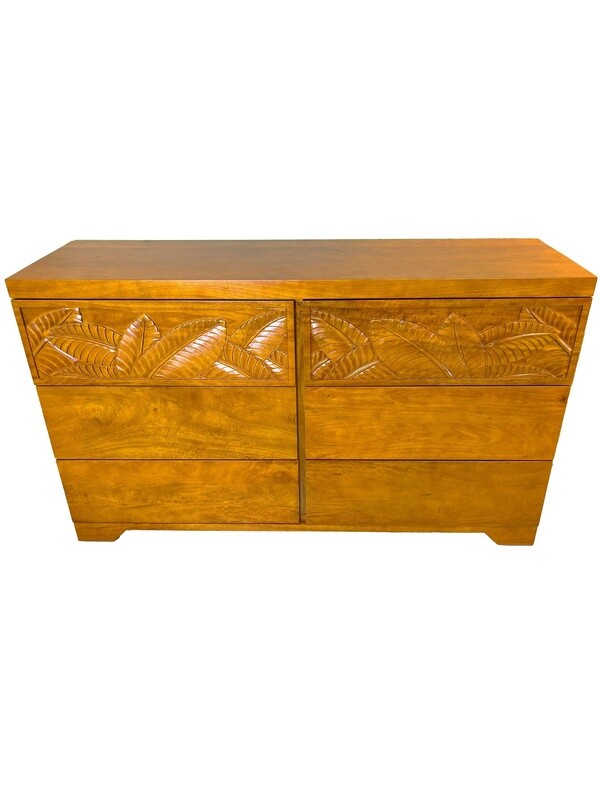 Mango Palm Leaf 6 Drawer Dresser - Papaya stain