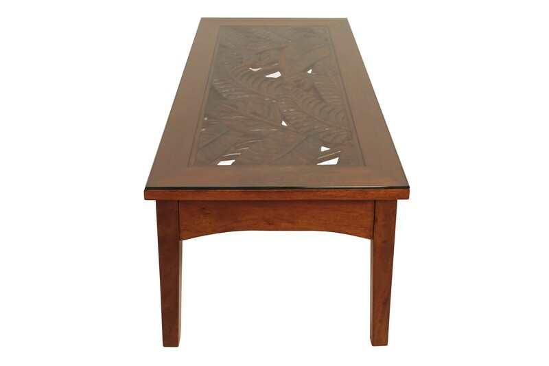 Mango Tropical Leaf Coffee Table - Light Koa Stain