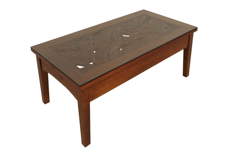Mango Tropical Leaf Coffee Table - Light Koa Stain