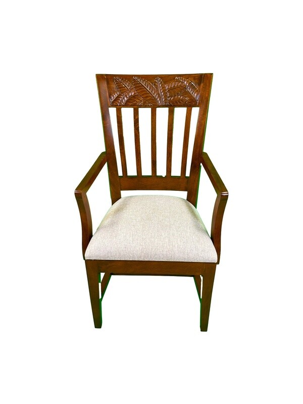 Mango Palm Leaf Dining Chair w/Arms - Koa Stain