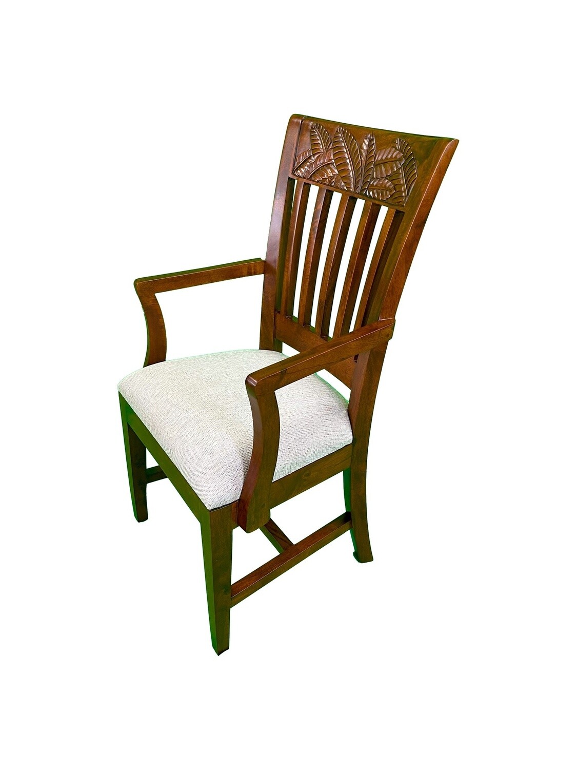 Mango Palm Leaf Dining Chair w/Arms - Koa Stain