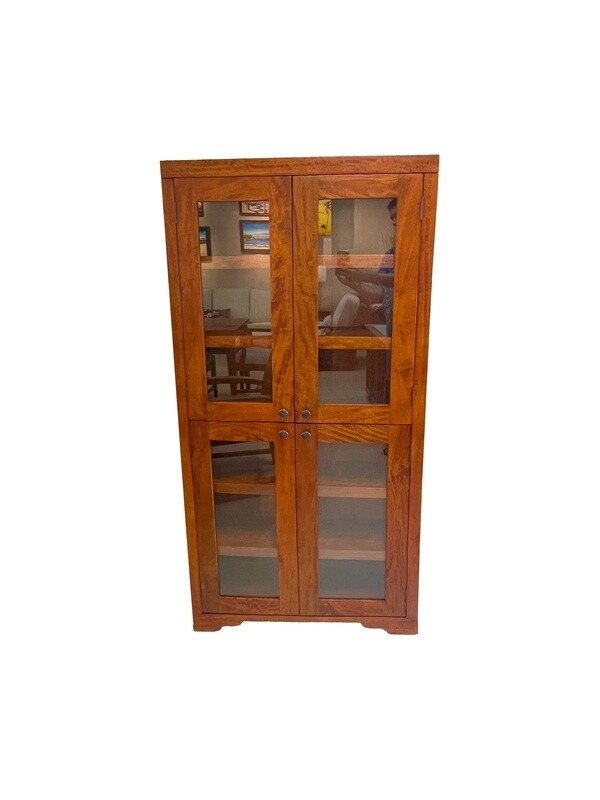 Mango Tropical Leaf 4-Door Display Case - Light Koa  Stain