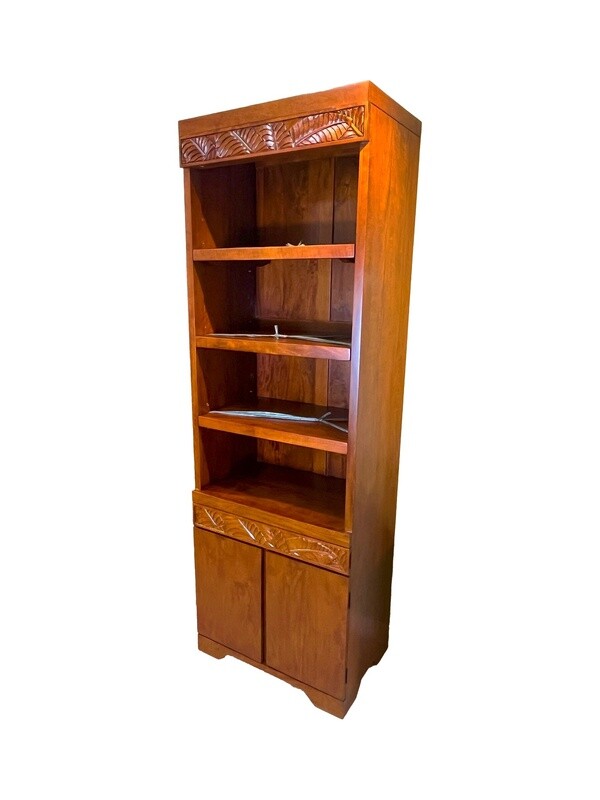 Mango Palm Leaf Media Tower - Koa stain