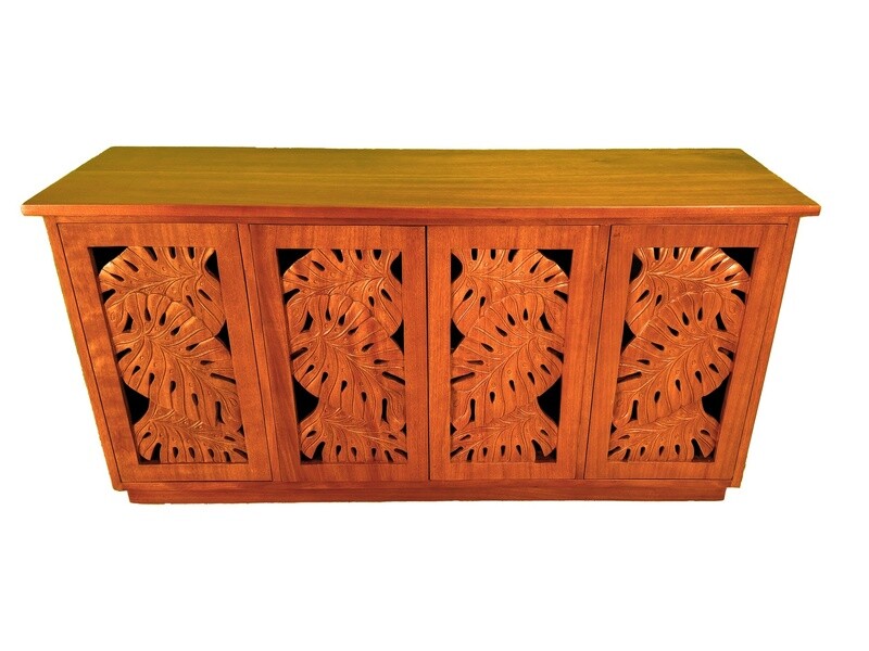 Mahogany Monstera 4-Door Cabinet