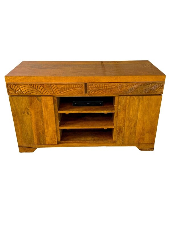 Mango Palm Leaf Media Stand - Papaya stain