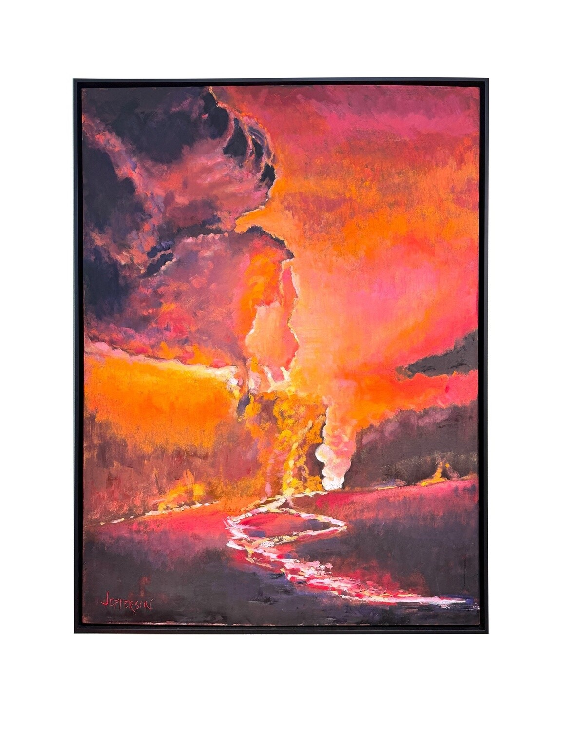 &quot;Mauna Loa Inferno&quot; - 36&quot; x 48&quot; Original Oil on Canvas with Wood Frame