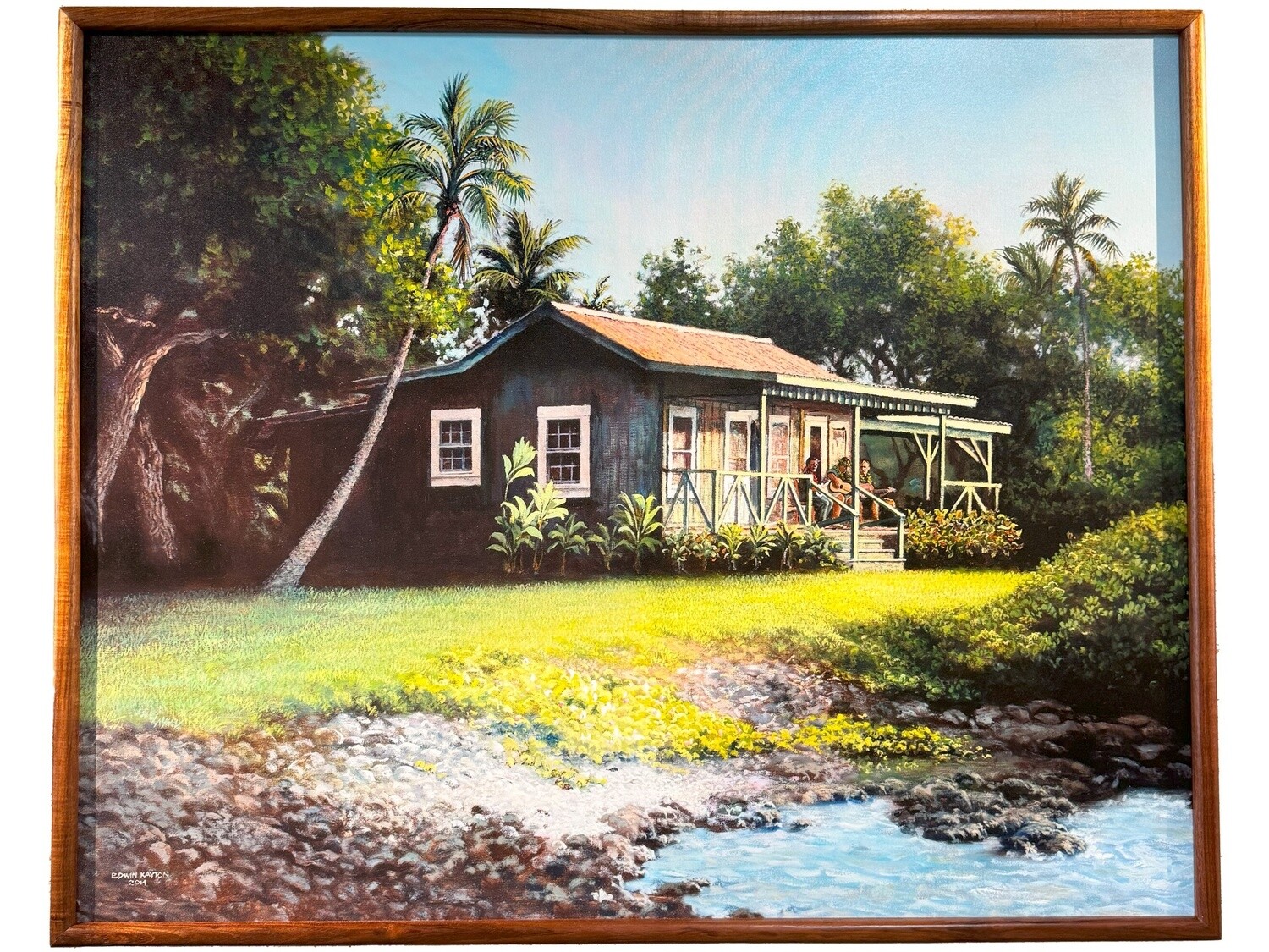 &quot;Talk Story&quot; - 45&quot; x 36&quot; Giclee with solid Koa frame