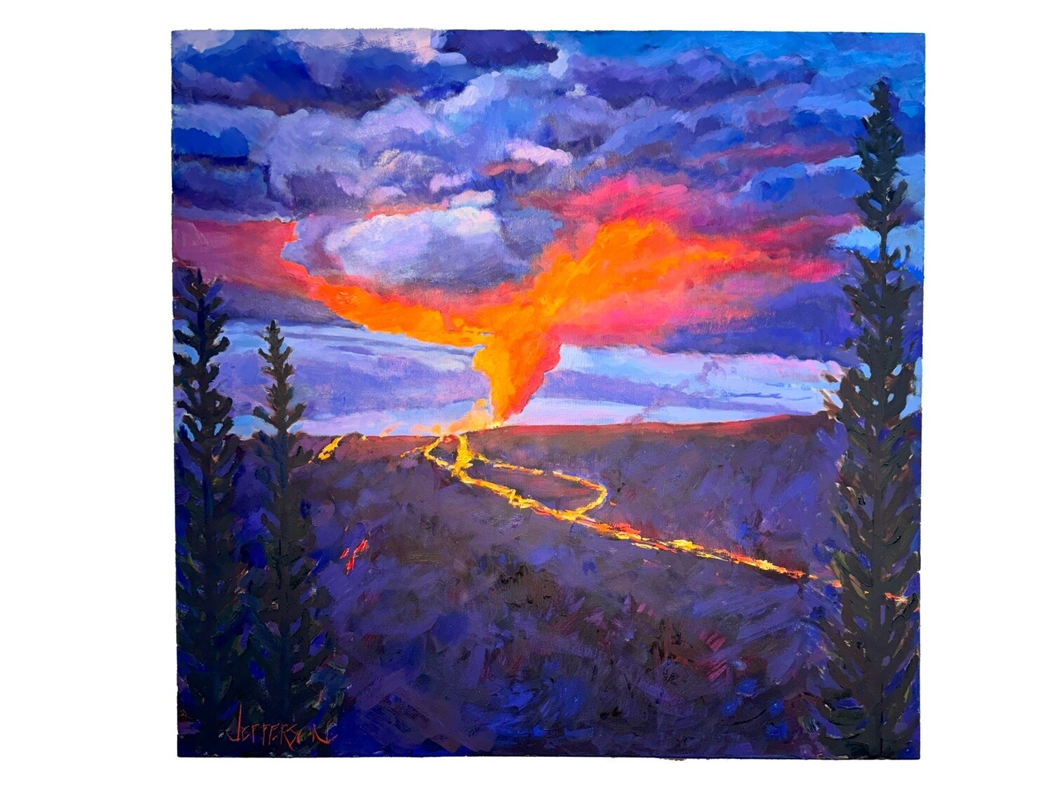 &quot;Mauna Loa Eruption&quot; - 36&quot; x 48&quot; Original Oil on Canvas with Gallery Wrap