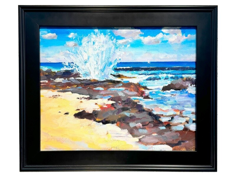 &quot;Surf&#39;s Way Up&quot; - 20&quot; x 16&quot; Original Oil on Canvas with Wood Frame