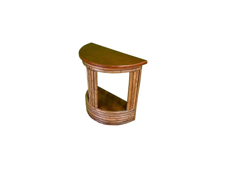Rattan Halfmoon End Table