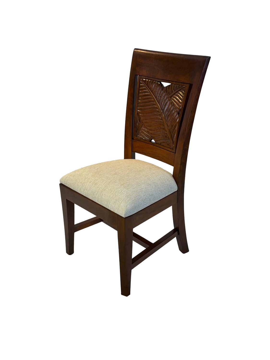 Mango Botanical Dining Chair - Koa Stain, Design: Fabric Seat