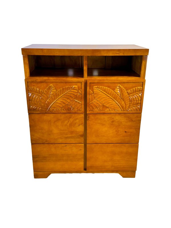 Mango Palm Leaf Media Chest - Papaya stain