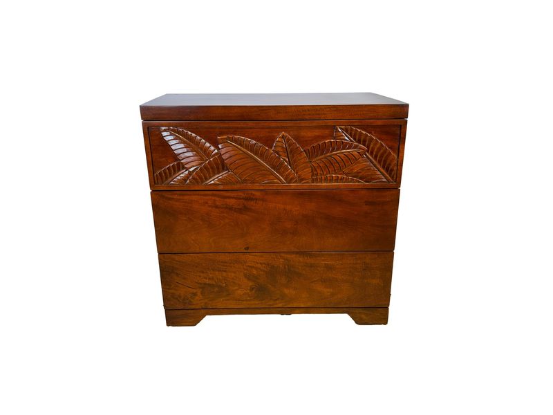 Mango Palm Leaf 3 Drawer Chest - Koa stain