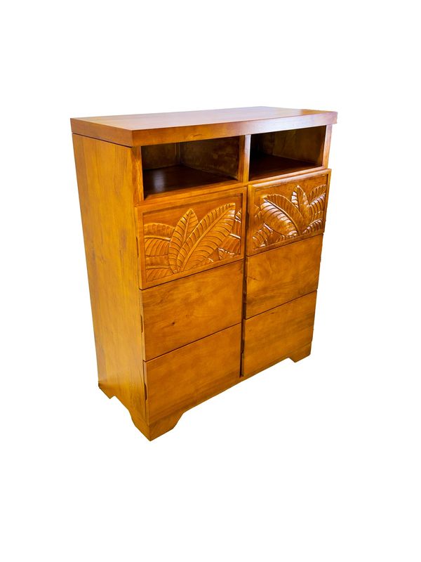 Mango Palm Leaf Media Chest - Papaya stain
