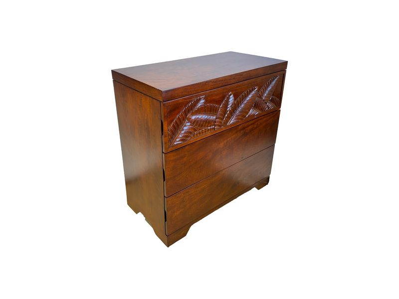 Mango Palm Leaf 3 Drawer Chest - Koa stain