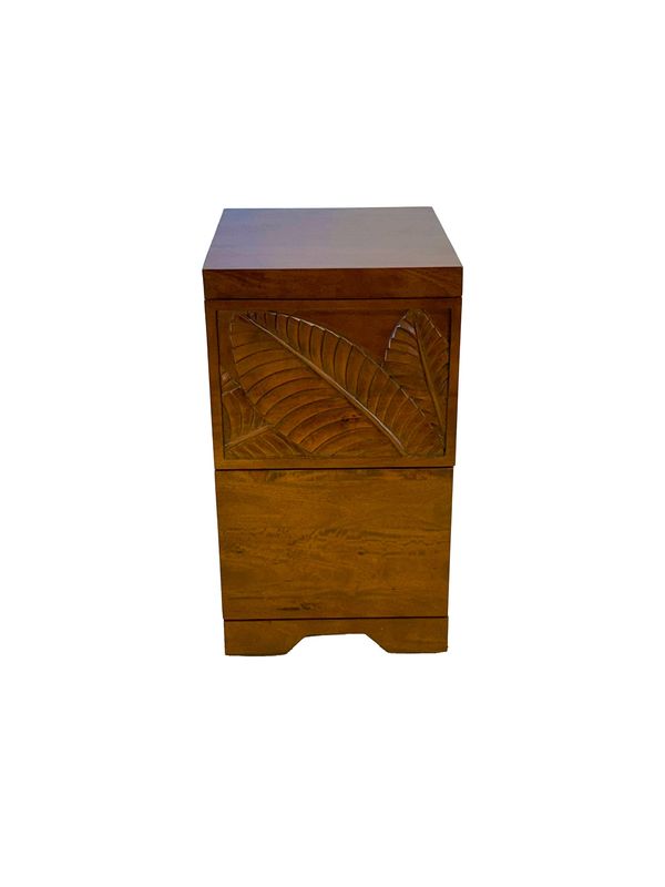 Mango Palm Leaf File Cabinet w/ 2 Drawers - Koa stain