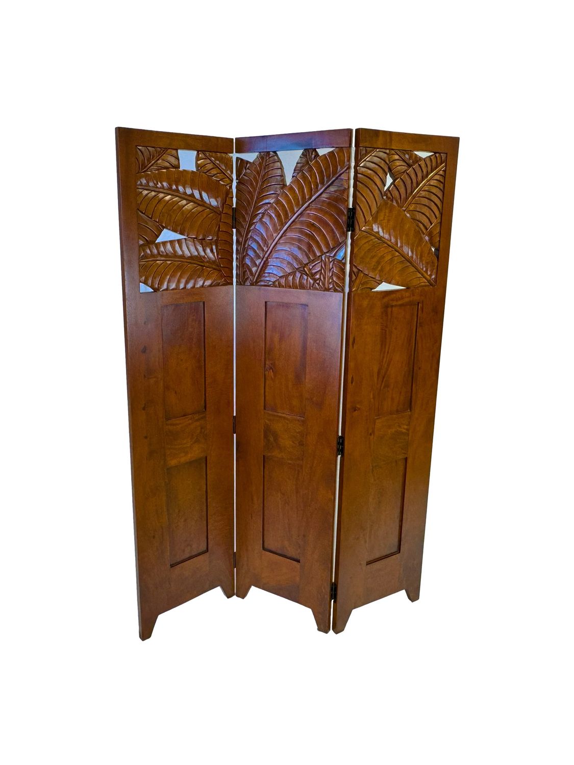 Mango Palm Leaf 3-Panel Screen - Koa