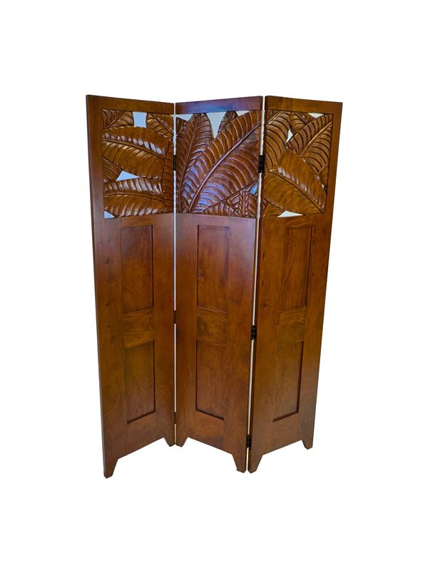 Mango Palm Leaf 3-Panel Screen - Koa