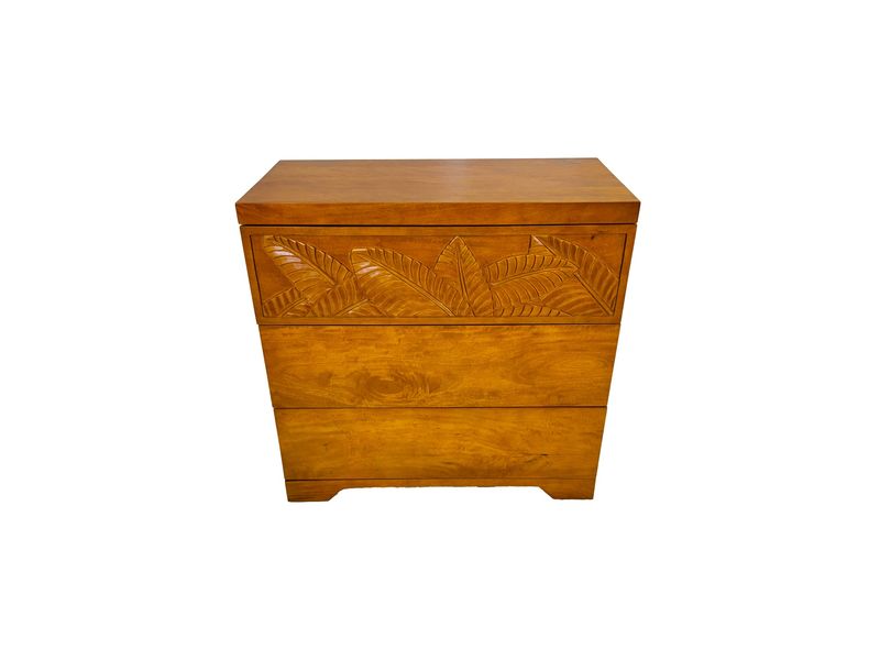 Mango Palm Leaf 3 Drawer Chest - Papaya stain