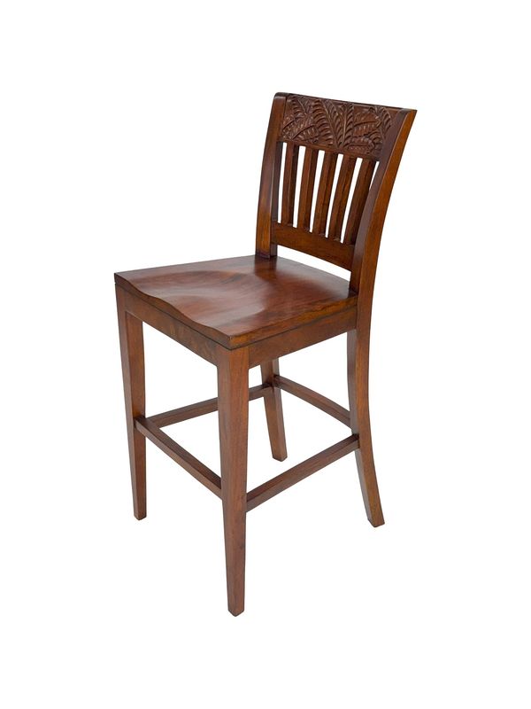 Mango Palm Leaf Pub Chair Full Contoured Seat - Koa Stain