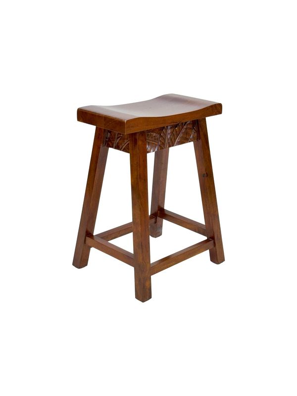 Mango Palm Leaf Saddle Stool - Koa stain