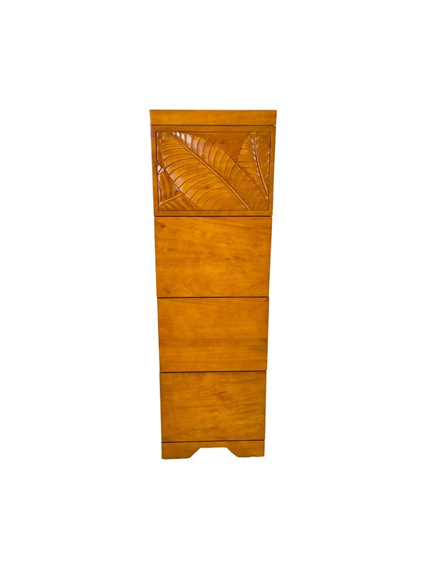 Mango Palm Leaf File Cabinet w/ 4 File Drawers - Papaya stain