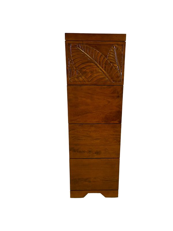 Mango Palm Leaf File Cabinet w/ 4 File Drawers - Koa stain