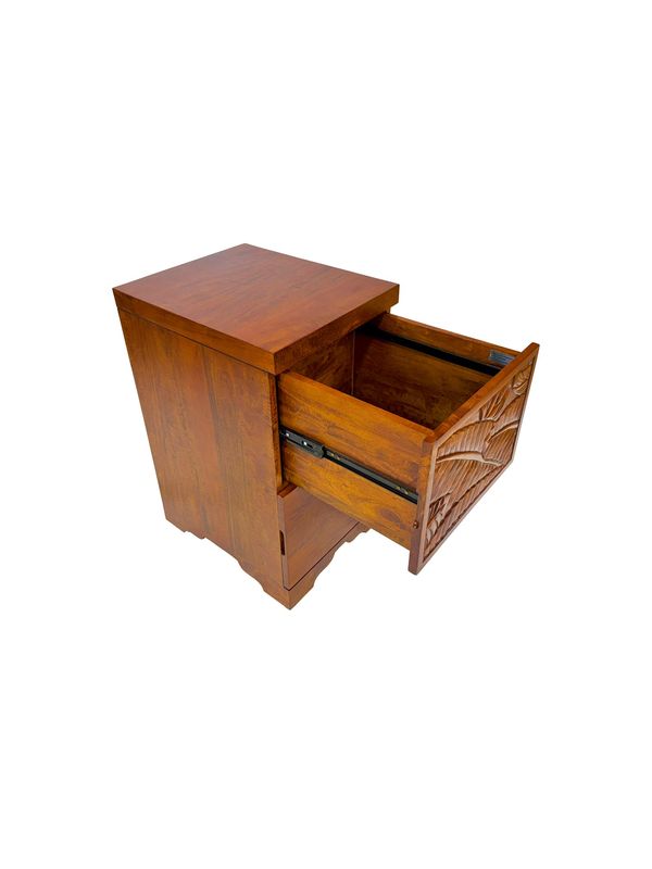 Mango Tropical Leaf File Cabinet w/ 2 Drawers - Light Koa Stain