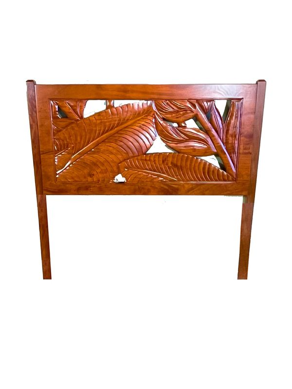 Mango Tropical  Leaf Headboard Only - Light Koa  Stain