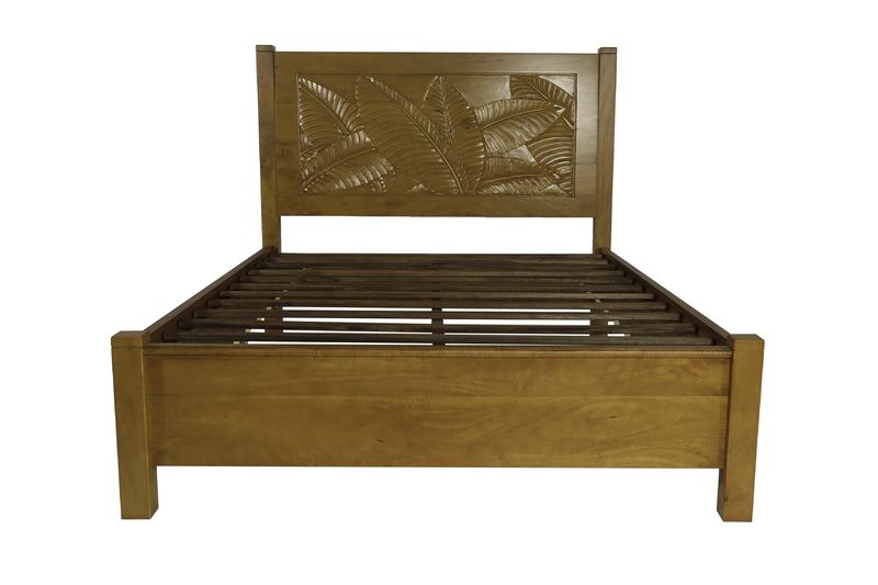 Mango Palm Leaf Platform Bed  - Papaya stain